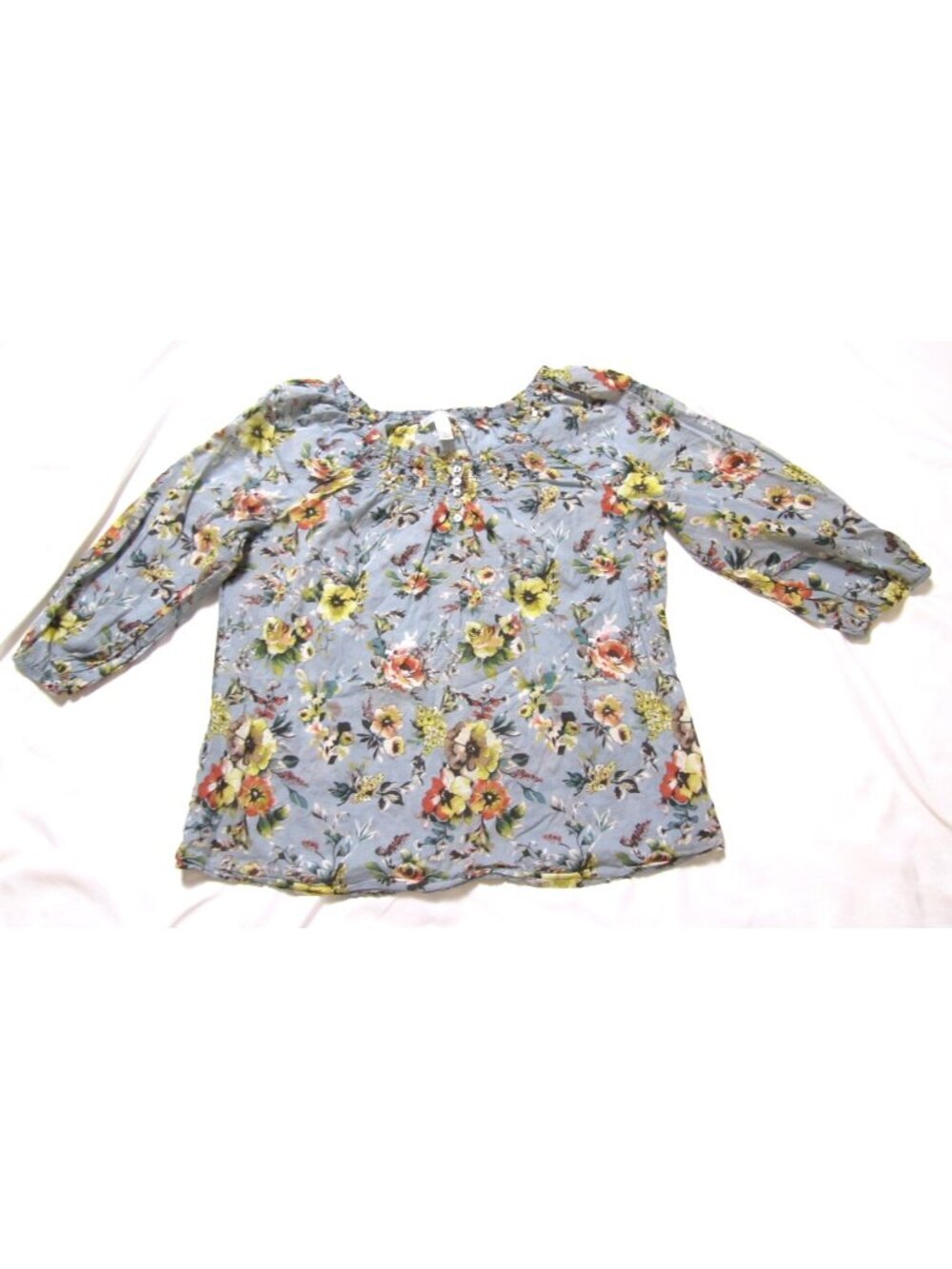 Vtg Y2K Dressbarn Cottagecore Floral Peasant Blouse Sz L Peasant Milkmaid(WB571)